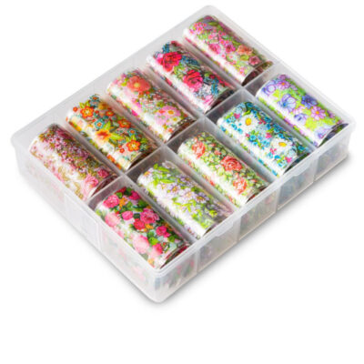 Juego de 10 láminas de Foil Romantic Flowers